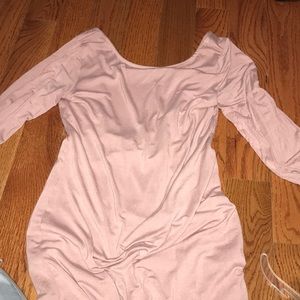 Long backless pink dress